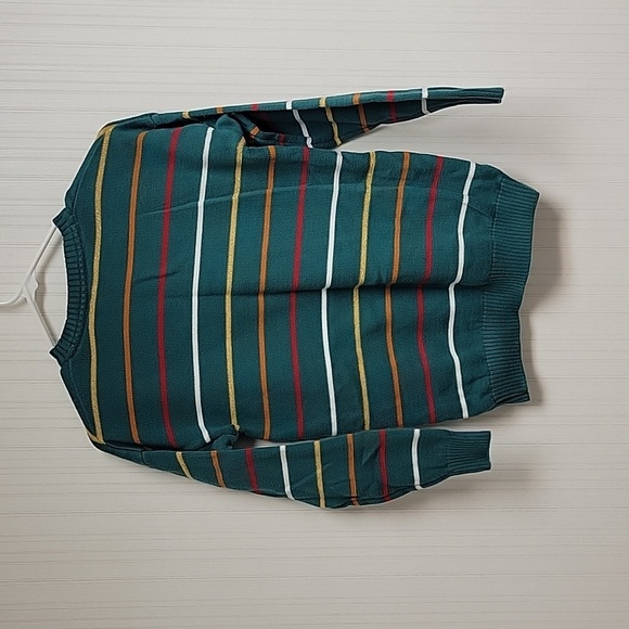 Hello Kitty By Sanrio, Girls Teal Striped Crewneck Sweater, Sz Large - Picture 3 of 5